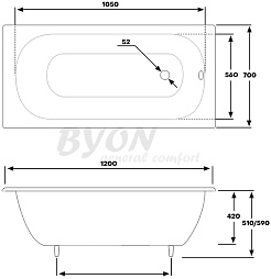 Byon Чугунная ванна BYON 13 120 см – фотография-7