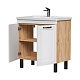 Equil Тумба под раковину Lago 80 2 ящика напольная белая/дерево – фотография-11