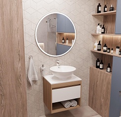 Teymi Тумба с раковиной Ritta 75 дуб эврика/белый матовый T60521 раковина T50103 – фотография-2