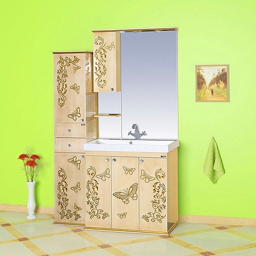 Misty Мебель для ванной Бабочка 90 L бежевая патина – фото-1