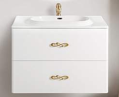 BelBagno Тумба с раковиной Onda-M 80 подвесная Bianco Lucido ручка-скоба – фотография-1