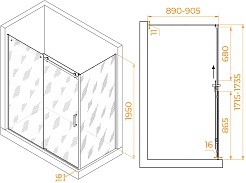 RGW Душевой уголок Tornado TO-44-1B (TO-14B + Z-060-2B) 170x90 профиль черный стекло прозрачное – фотография-3