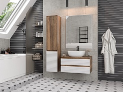 Brevita Шкаф пенал Dakota 35 L дуб галифакс олово/белый матовывй – фотография-10