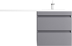 Style Line Тумба с раковиной под стиральную машину Леон 120 R подвесная Люкс Plus серая матовая – фотография-3