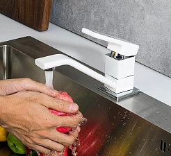 Frap Смеситель для кухни 35k G4517-8 белый/хром – фотография-4