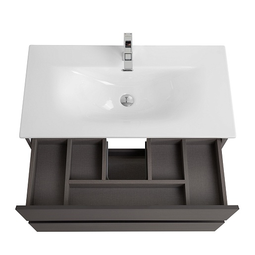 BelBagno Тумба с раковиной Kraft 100 подвесная Темно-Серый матовый с раковиной BB-8099-100 – картинка-9