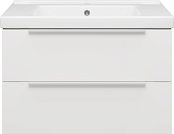 Misty Тумба с раковиной Карат 80 подвесная белая/дуб галифакс олово – фотография-1