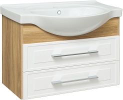 Runo Тумба под раковину Дублин 80 подвесная дуб/белая – фотография-1