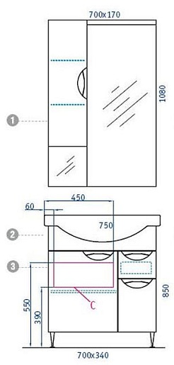 Aqwella Зеркальный шкаф Эколайн 75 – фотография-2