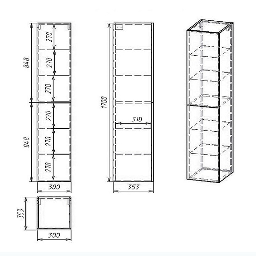 Alvaro Banos Пенал Alma 30 с зеркалом – картинка-3
