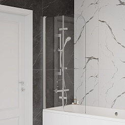 Teymi Шторка на ванну Anni 80x140 профиль хром стекло прозрачное – фотография-6