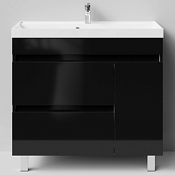 Водолей Тумба с раковиной Бест 90 R черная – фотография-1