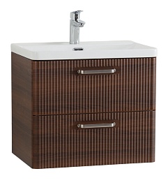 BelBagno Тумба с раковиной Due 50 подвесная Noce ручки Матовый атласный никель – фотография-1