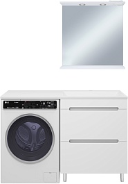 Misty Мебель для ванной Байкал 130 R под стиральную машину белая – фотография-1