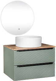 Runo Мебель для ванной Орлеан 70 Palla подвесная зеленая/дуб натуральный – фотография-1