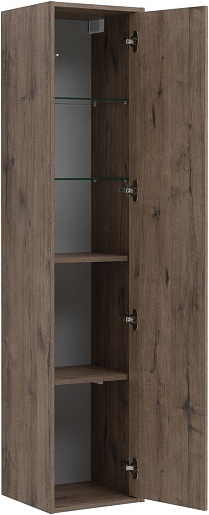 Aquanet Шкаф пенал Lino Flat 35 подвесной дуб веллингтон – фотография-4