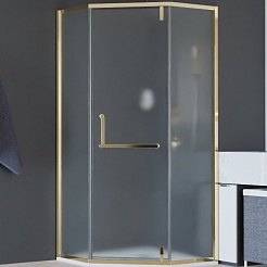 RGW Душевой уголок Hotel HO-084Gb 100x100 профиль золото брашированное стекло матовое сатинат – фотография-1