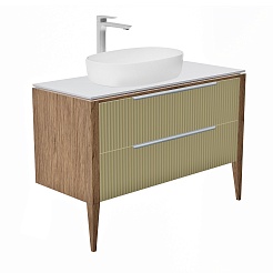 Зов Тумба под раковину Валенсия 100 подвесная зеленый тростник/столешница белая – фотография-8