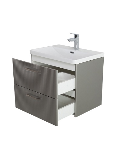 BelBagno Тумба с раковиной Due 60 подвесная Сатин ручки Сатиновый никель – фотография-12