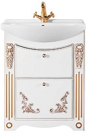 Водолей Тумба под раковину Кармен 65 с ящиками, белая/золото – фотография-1