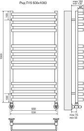 Terminus Полотенцесушитель водяной Рид П13 530x1000 хром – фотография-3