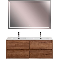 BelBagno Тумба с раковиной Kraft 140 подвесная 4 ящика Rovere Tabacco двойная раковина – фотография-12