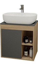 Teymi Тумба с раковиной Nura 60 дуб эврика/графит матовый T60529 раковина T50202 – фотография-1