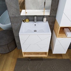 Бриклаер Мебель для ванной Кристалл 60 с нишей белая/дуб бунратти – фотография-4