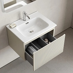 Sancos Тумба с раковиной Snob R 1.0 60 beige soft раковина Element 61 CN7001 – фотография-3