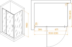 RGW Душевой уголок Passage PA-078 (PA-008 + Z-050-2) 110x80 профиль хром стекло прозрачное – фотография-3