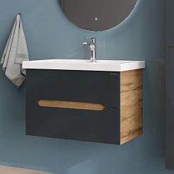 Onika Мебель для ванной Айленд 70 подвесная графит/дуб крафт – фотография-13