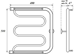 Point Полотенцесушитель водяной 500x400 PN25554P с полкой хром – фотография-3