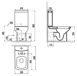 Creavit Унитаз Lara LR360 белый, с биде – фотография-3