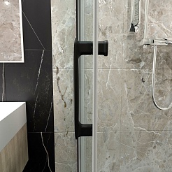 Triton Душевой уголок Фикс-Блэк 120х80 стекло прозрачное профиль черный матовый – фотография-14