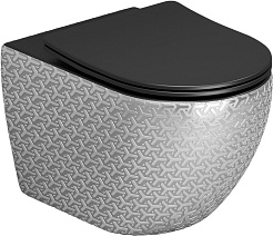 Grossman Унитаз подвесной Color GR-4411SBRS серебро/черный с текстурным узором – фотография-1