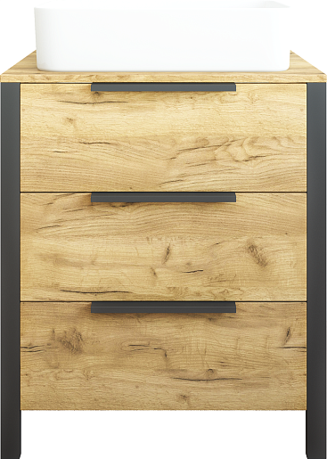 Sanflor Тумба под раковину Гард 70/2 дуб крафт золотой/черная – фото-1