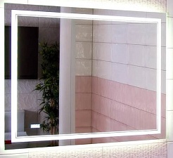 Бриклаер Зеркало Эстель-2 100 LED, сенсор на корпусе, часы – фотография-1