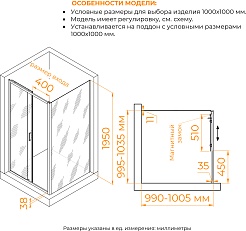 RGW Душевой уголок Passage PA-74B (PA-14B + Z-050-2B) 100x100 профиль черный стекло прозрачное – фотография-3
