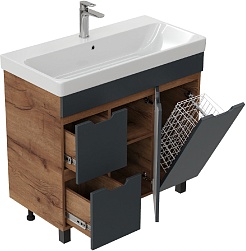 Onika Мебель для ванной Айленд 90 с б/к графит/дуб крафт – фотография-11