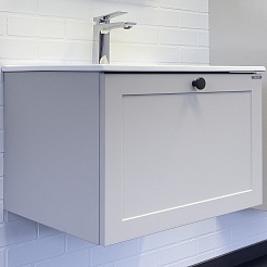 Comforty Тумба с раковиной Ереван 60 подвесная серый шелк – фотография-1