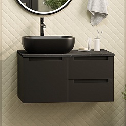 Brevita Мебель для ванной Cargo 80 подвесная черная матовая – фотография-3