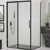 RGW Душевой уголок Leipzig LE-41-1B (LE-12B + Z-060-2B) 190x90 профиль черный стекло прозрачное