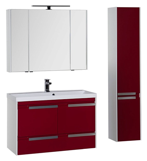 Aquanet Тумба с раковиной "Тиволи 100" бордо – фотография-2