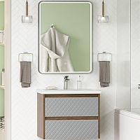 Brevita Мебель для ванной Chester 65 подвесная серая/дуб чарльстон темно-коричневый