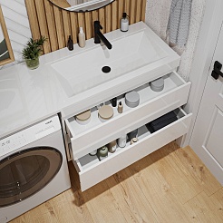 Vivon Тумба под раковину под стиральную машину Donna 150 подвесная белый глянец – фотография-14