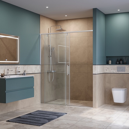 BelBagno Душевая дверь в нишу Soft Close-1 SOFT_CLOSE-1-BF-1-160-C-Cr 160x200 профиль хром стекло прозрачное – фотография-4