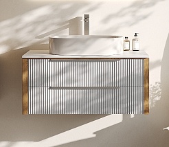 Зов Тумба под раковину Валенсия 100 подвесная камень/столешница белая – фотография-1