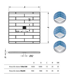 Kolpa San  Поддон для душа Hora tile stone 100x100 antracit – фотография-2