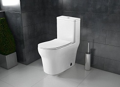 Azario Унитаз-моноблок Sinto AZ-1098 безободковый с бачком с сиденьем микролифт белый – фотография-2