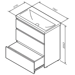 Am.Pm Тумба с раковиной Gem S 75 графит матовый, напольная, с 3 ящиками – фотография-7